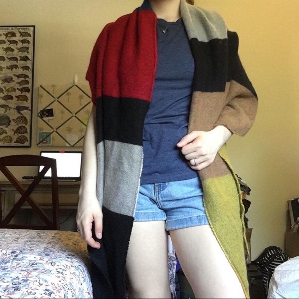 Large color block blanket scarf